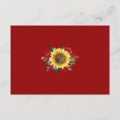Sonnenblume Rotflorale Geometrische Hochzeitsempfe Begleitkarte (Rückseite)