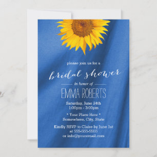 Sonnenblume Royal Blauer Stoff Brautparty Einladung