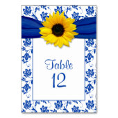 Sonnenblume Royal Blue Floral Muster Hochzeit Tischnummer (Rückseite)