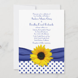 Sonnenblume Royal Blue White Polka Dot Wedding Einladung