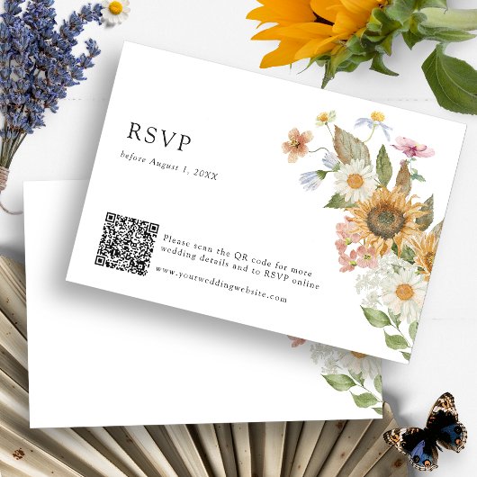 Sonnenblume RSVP QR Code Karte