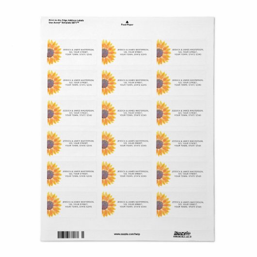 Sonnenblume-Rücksendeadresse Adressaufkleber (Vorne)