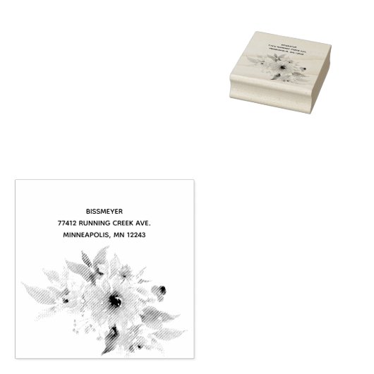 Sonnenblume Rücksendeadresse Gummi Briefmarke Gummistempel (Stempel)