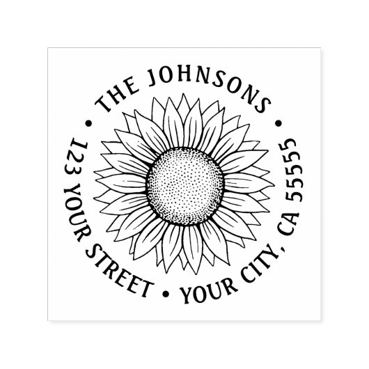 Sonnenblume-Rücksendeadresse Permastempel (Design)