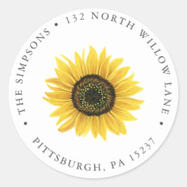 Sonnenblume-Rücksendeadresse Runder Aufkleber
