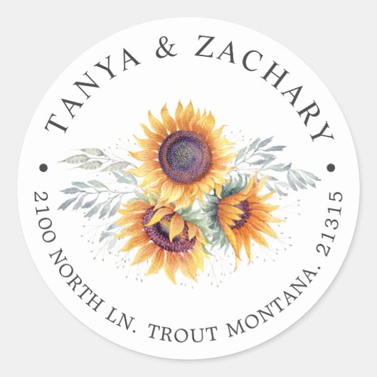 Sonnenblume | RÜCKSENDEADRESSE Runder Aufkleber (Vorderseite)