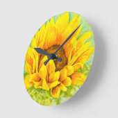 Sonnenblume Runde Wanduhr (Winkel)