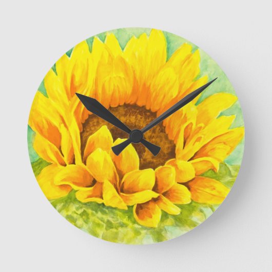Sonnenblume Runde Wanduhr (Vorderseite)