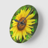 Sonnenblume Runde Wanduhr (Winkel)