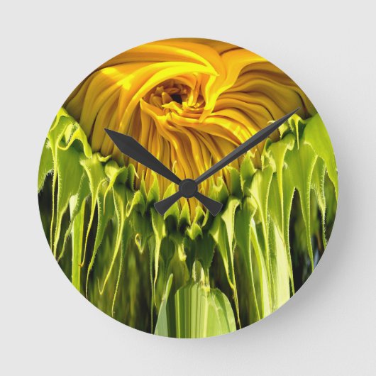 Sonnenblume Runde Wanduhr (Vorderseite)
