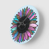 Sonnenblume Runde Wanduhr (Winkel)