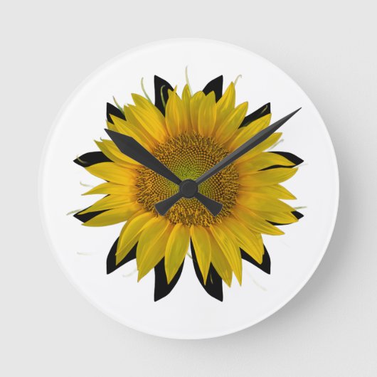 Sonnenblume Runde Wanduhr (Vorderseite)