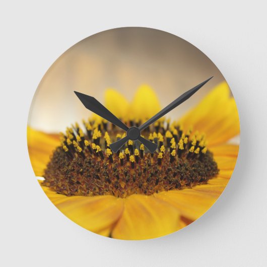 Sonnenblume Runde Wanduhr (Vorderseite)