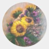 Sonnenblume Runder Aufkleber (Vorderseite)