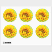 Sonnenblume Runder Aufkleber (Blatt)