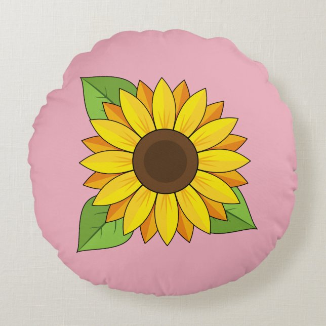 Sonnenblume Rundes Kissen (Vorderseite)