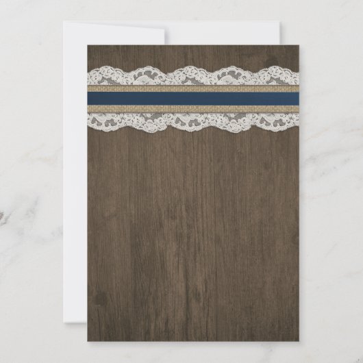 Sonnenblume Rustic Blue Burlap Hochzeitseinladunge Einladung (Rückseite)