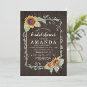 Sonnenblume Rustic Bridal Dusche Einladungen (Stehend Vorderseite)