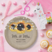 Sonnenblume Rustic Burlap String Lights Hochzeit Pappteller (Party)