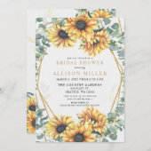 Sonnenblume Rustic Geometric Gold Brautparty Einladung (Vorne/Hinten)