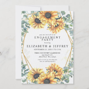 Sonnenblume Rustic Geometric Gold Engagement Party Einladung
