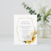 Sonnenblume Rustic Geometric Guest Details Begleitkarte (Stehend Vorderseite)