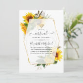 Sonnenblume Rustic Geometric Online Virtual Weddin Einladung (Stehend Vorderseite)