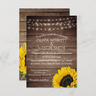 Sonnenblume Rustic Mason Jar beleuchtet Hochzeitse Einladung