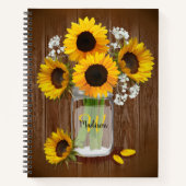 Sonnenblume Rustic Mason Jar Monogram Notizblock (Vorderseite)