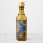 Sonnenblume Rustic Navy Personalisierte Hochzeit Weinetikett (Vorderseite)