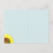 Sonnenblume Rustic Pale Blue Wedding RSVP Card Einladungspostkarte (Rückseite)