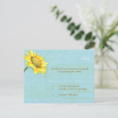 Sonnenblume Rustic Pale Blue Wedding RSVP Card Einladungspostkarte (Stehend Vorderseite)