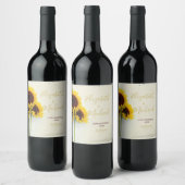 Sonnenblume Rustic Personal Moderne Hochzeit Weinetikett (Flaschen)