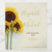 Sonnenblume Rustic Personal Moderne Hochzeit Weinetikett (Einzelnes Label)