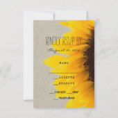 Sonnenblume Rustic Wedding RSVP Card (Vorderseite)