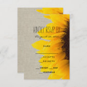 Sonnenblume Rustic Wedding RSVP Card (Vorne/Hinten)