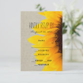 Sonnenblume Rustic Wedding RSVP Card Karte (Stehend Vorderseite)