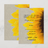 Sonnenblume Rustic Wedding RSVP Card Karte (Vorne/Hinten)