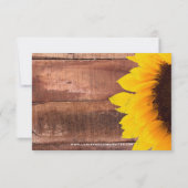 Sonnenblume Rustic Wedding RSVP Karte (Rückseite)