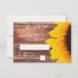 Sonnenblume Rustic Wedding RSVP Karte