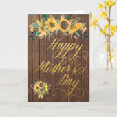 Sonnenblume Rustic Wood Gold Script Muttertag Karte (Gelbe Blume)