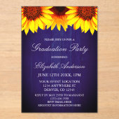Sonnenblume Rustic Wood Graduation Party Acryleinladungen (Vorderseite)