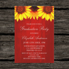 Sonnenblume Rustic Wood Graduation Party Einladung