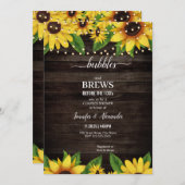 Sonnenblume Rustic Wood String Engagement Party Einladung (Vorne/Hinten)