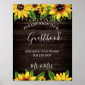 Sonnenblume Rustic Wood String Wedding Gästebuch (Vorne)