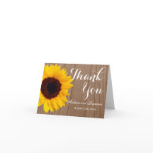 Sonnenblume Rustic Wood Wedding Danke Karte