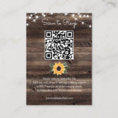 Sonnenblume Rustic Wood Wedding QR Code UAWG Begleitkarte (Vorderseite)