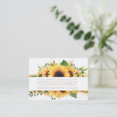 Sonnenblume rustikal Blumenstrauß Babydusche Umsch Begleitkarte (Stehend Vorderseite)