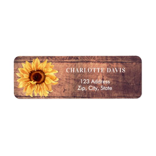Sonnenblume rustikal-braune Rücksendeadresse (Vorne)