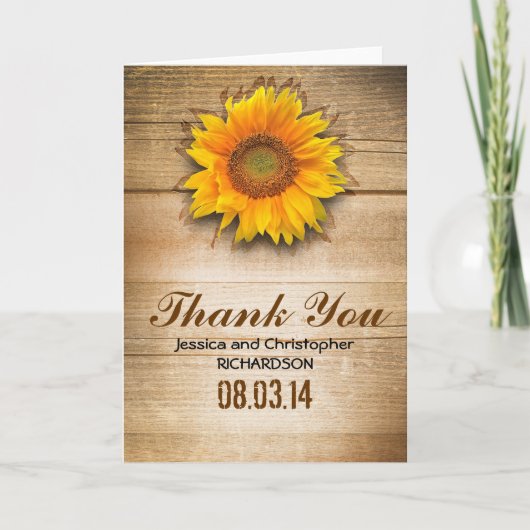 Sonnenblume rustikal danke Karten (Vorderseite)